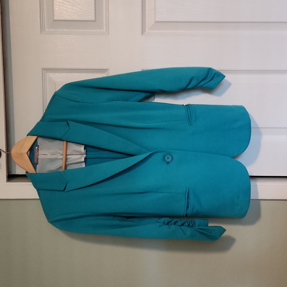 Teal 3/4 jersey blazer